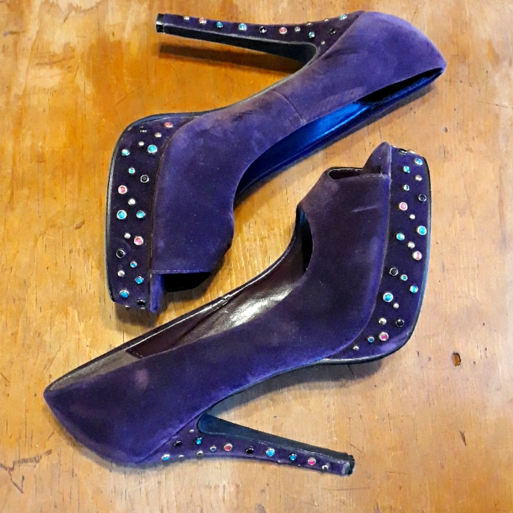 Shoefabulous Platforms, purple velvet.